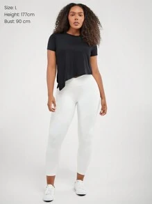 GLOWMODE Asymmetrical Hem Quick-Dry Tee Daily Casual Summer - Black - View 8