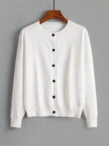 EMERY ROSE Áo cardigan dài tay màu trơn thường ngày rộng rãi dành cho nữ cho mùa thu đông - trắng - Xem 6