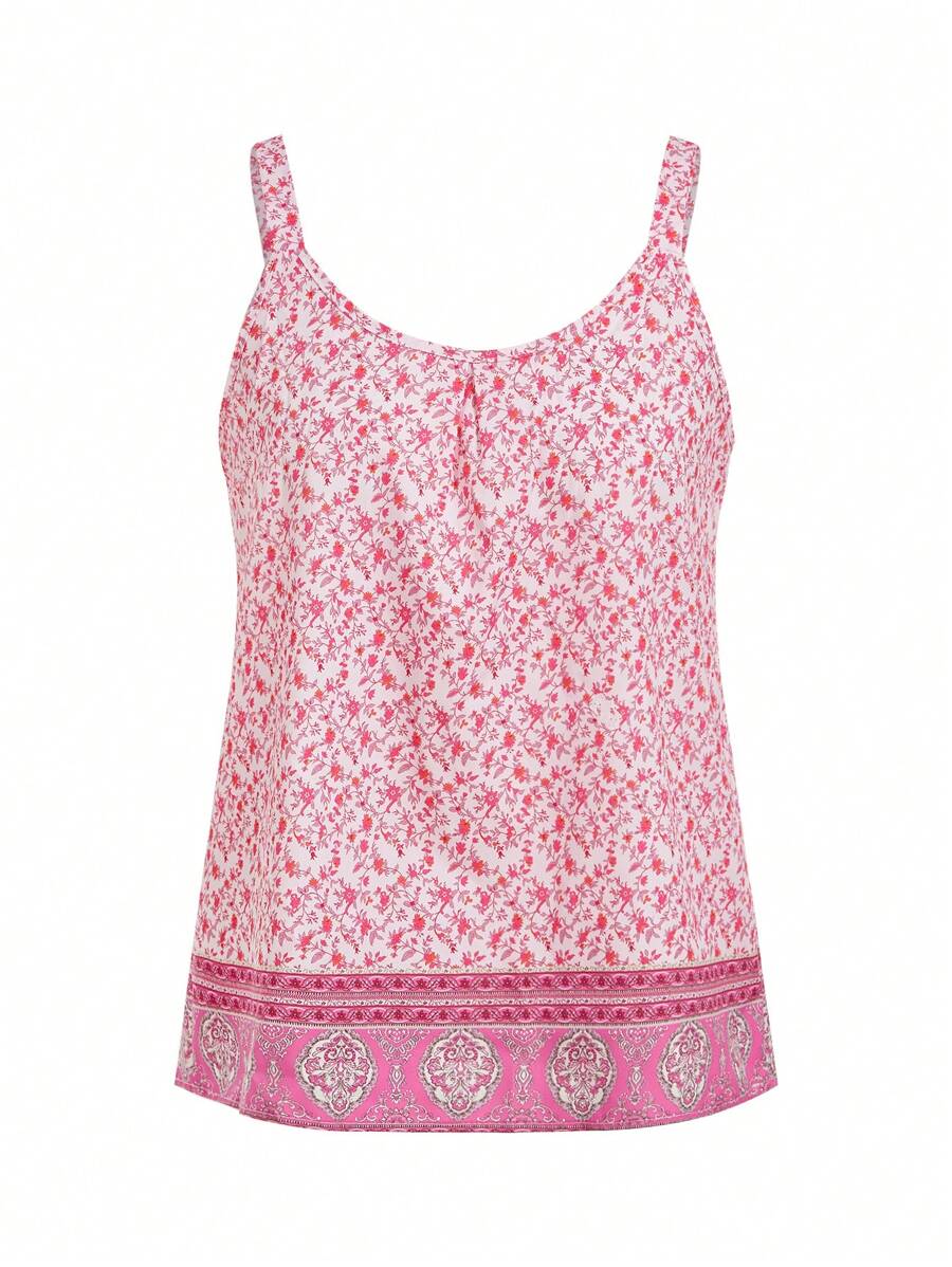 SHEIN Frenchy 小花印花背心上衣，夏季上衣，度假服裝 Bridgerton - 粉色 - 查看 1
