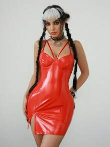 Women's Sexy Underwire Lingerie Dress, 1 Piece - Red - View 4