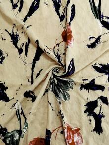 Vestido camisa de manga larga con estampado de lino para mujer - Multicolor - Ver 5