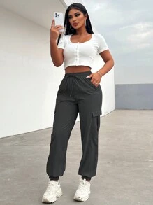 VaVaBold Pantalon femme de couleur unie avec cordon de serrage et taille élastique avec poches, coupe décontractée et ample, jogging femme