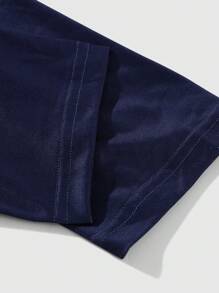 ROMWE MEN 男士骷髏及十字印花常規版型T恤，2021春夏系列 - 藍色 - 查看 6