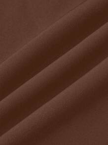 SHEIN Unity Plus Size Women's Plain Simple Everyday Trousers - Coffee Brown - View 3