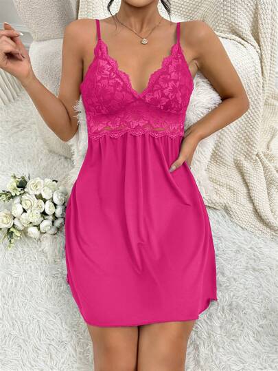 Elegante Kanten Patchwork Sleepwear Nightgown view 5