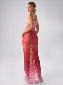 MUSERA Women Ombre Lace Maxi Cami Dress, For Summer Vacation Cute Spring Summer Beach