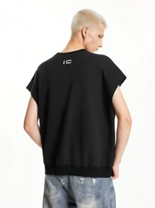 Manfinity VCAY Men's Knitted Street Style Air Layer Vest, Loose Fit, 3M Reflective Print, Suitable For Summer Fashion - Black - View 4