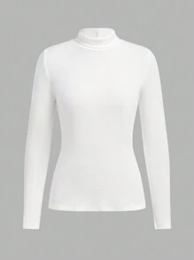 Teen Girls' High Neck Long Sleeve Top And PU Leather Mini Skirt Two Pieces Set - Multicolor - View 3