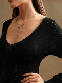 Anewsta 白色熱縮珠裝飾可調節項鏈 - 銀色 - 查看 7