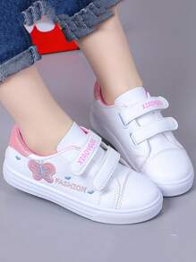 新款時尚兒童校園運動鞋，中大童潮流魔術貼舒適跑步運動鞋，適用於春季/夏季 - 粉色 - 查看 3