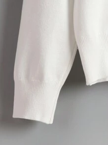 EMERY ROSE Áo cardigan dài tay màu trơn thường ngày rộng rãi dành cho nữ cho mùa thu đông - trắng - Xem 5