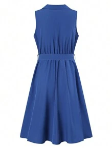 Lyxana Vestido Elegante De Color Liso Sin Mangas Con Cuello Vuelto Para Mujer Para Verano