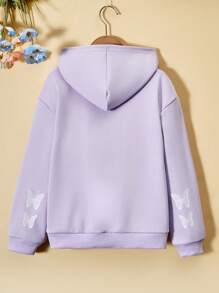 Sparklyn Sudadera con cremallera y estampado de mariposas rosas para niña preadolescente, ideal para vacaciones, verano y viajes - Púrpura malva - Ver 2