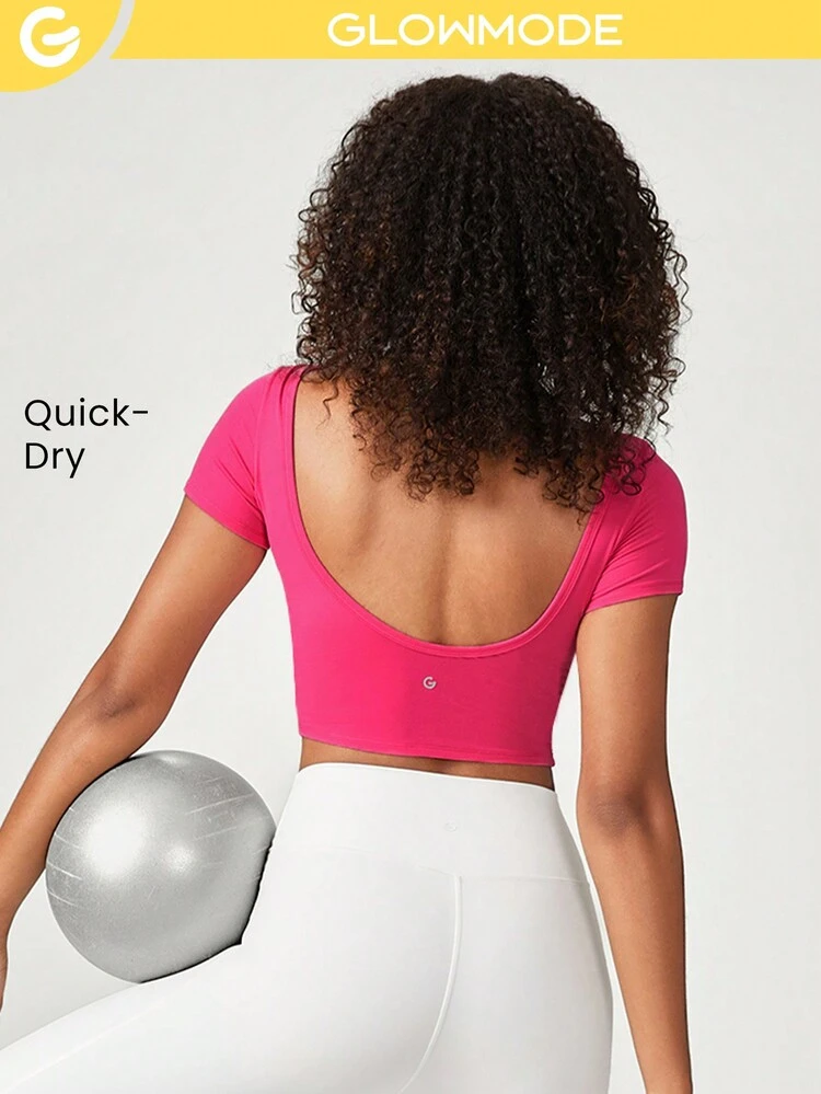 Optidry Quick-Dry Open-Back Cropped Tee Daily Casual Quick Dry Moisture Wicking