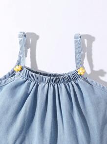 Baby Girls' Casual Cute Denim Overalls - Light Wash - View 5