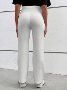 SHEIN 孕婦休閒&通勤喇叭褲，可調節彈性高腰全長孕婦褲