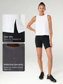 GLOWMODE Pima Cotton Reflective Slit Tank Top Gym Summer