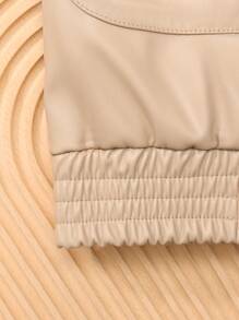 Tween Girl Solid Color Jacket With Pockets, Long Sleeve Fashion Outwear