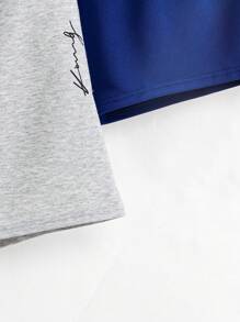 SHEIN Set di shorts casual estivi stampati con motivo inglese e cintura regolabile con cordino per ragazzi adolescenti - Grigio - Visualizzare 4