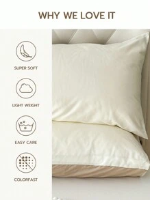 1pc Polyester Fiber Color Block Envelope Pillowcase, Without Insert, Bedroom Bedding, Dorm Decor. - Multicolor - View 6