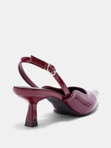 CUCCOO BIZCHIC Fashion Pointed Toe Buckle Kitten Heel Shoes BURGUNDY Heels Spring Shoes Spring Break Easter