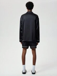 Forever 21 黑色襯衫領休閒上衣和短褲套裝 - 黑色 - 查看 3