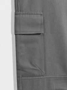 RueChic Men Patch Detail Cargo Pocket Regular Pants - Grey - View 3