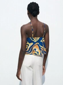 Maija 女士夏季斑馬紋打結休閒背心上衣 - 黑與白 - 查看 4