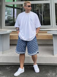 DAZY Quần short denim thêu mùa hè cho nam - Rửa trung bình - Xem 7