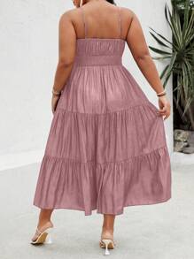 SHEIN Clasi Váy denim dệt cỡ lớn dành cho nữ - Bụi hồng - Xem 2