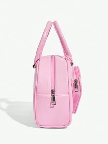 SHEIN ICON Sac à main à poignée supérieure pour femmes, sac tressé, sac à livres, sac de sport, sportif, pour l'école/l'université/le sport/les courses, la rue, amusant, Y2K, personnalité à la mode, fille douce et cool, rose, tennis de table, sac de tennis de table