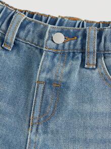 SHEIN Young Girls' Loose Wide Leg Denim Blue Jeans,Summer Boho Thin Denim Wide-Leg Pants