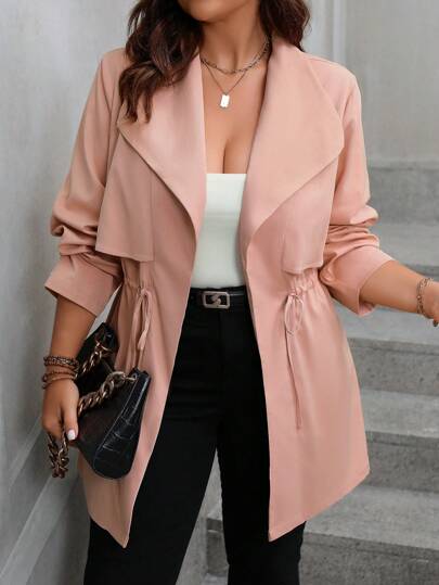 Vionelle Plus Size Women's Plain And Simple Everyday Long Sleeve Jacket Fall Winter Cloth For Women Autumn