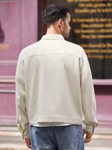 Manfinity VCAY Men's Loose Sweater Weave Shawl Collar Casual Jacket, Autumn - Apricot - View 2