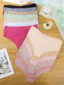 14 piezas/paquete Bragas triangulares sin costuras lindas con lazo para mujeres de talla grande