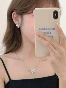 DAZY 蝴蝶主题珠宝套装，时尚生日派对和周年纪念礼物 - 銀色 - 查看 3