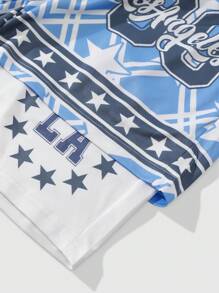 ROMWE MEN 男士星星印花透气短裤二合一适合春夏季日常穿着、上学