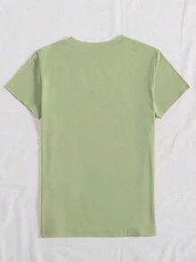 INAWLY 花卉埃菲尔铁塔和自行车印花女式休闲圆领短袖 T 恤图案 T 恤女式上衣 - 軍綠色 - 查看 2