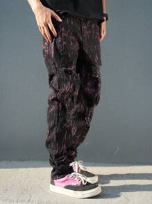 Manfinity Roghcode Men's Tie-Dye Ripped Straight-Leg Casual Jeans - Multicolor - View 4