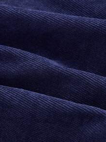 SHEIN MOD Navy Blue Corduroy Strap Dress With Fluffy Patchwork, Metal Buckle,Fall/Winter Women Dresses,Homecoming Dresses,Business Casual Women Dress,Teacher,Going Out Clothes,Office Wear,Back To School Women Dress,Work Women Dress, , ,Korean Fashion,Dinner Outfit,Renaissance Fair,Old Money Style - Navy Blue - View 5