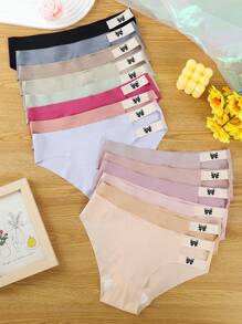 14 piezas/set Bragas triangulares sin costuras con lazo adorable para mujer