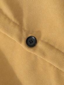 Manfinity Hypemode Men's Plain & Simple Daily Wear Long-Sleeved Shacket, Corduroy - Khaki - View 4