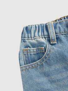 SHEIN Young Girls' Loose Wide Leg Denim Blue Jeans,Summer Boho Thin Denim Wide-Leg Pants