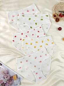 PetitDoll 5pcs/Pack Women Plus Size Fruit Printed Underwear Briefs - Multicolor - View 1