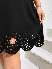 SHEIN Essnce Plus Size Women's Summer Casual Vacation Bow Pink Dress, Summer Women's Clothing,Curve Dress,Summer Outfits,Sundress Short,Casual Summer Dress,Brunch Dress,Mommy And Me Dresses,Mother Day Dress,Summer Clothes,Wedding Guest Summer,Pink Women Dresses - Black - View 7