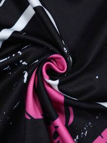 ROMWE MEN Anime Áo sơ mi Polo có cổ hình chữ & đồ họa tương phản dành cho nam - màu đen - Xem 5