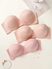 3pcs Plus Size Underwired Bandeau Bra Set - Multicolor - View 5