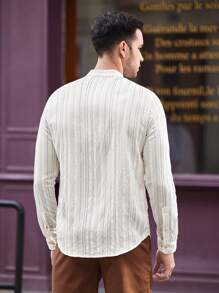 Manfinity VCAY Men's Woven Loose Fit Long Sleeve Collared Casual Shirt, Suitable For Autumn And Daily Wear