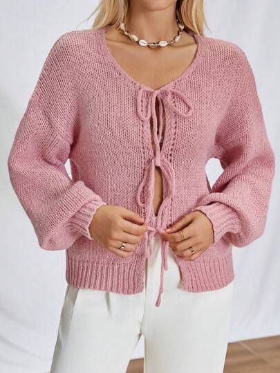 SHEIN LUNE Dames strik voor riem effen kleur gebreide trui ...
