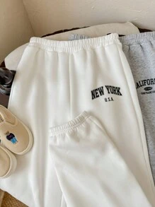 SHEIN Leap Crew Tween Girl Back To School Loose Fit Casual Comfortable Letter Printed Sports Sweatpants 3 Pieces Sets, 3 Packs - Multicolor - View 5